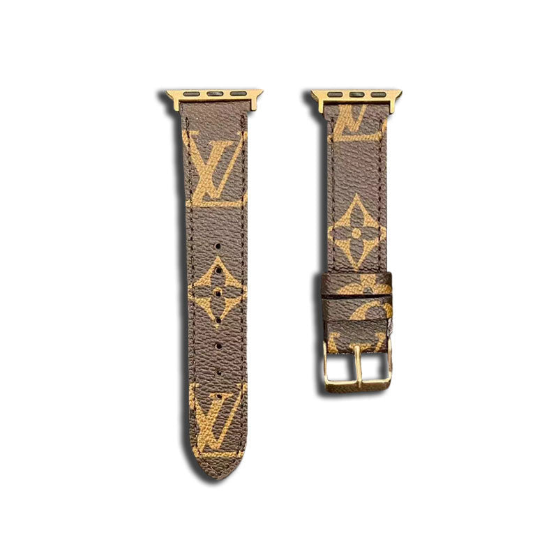 Läder Monogram Apple Watch Band Brown-ZPG240422