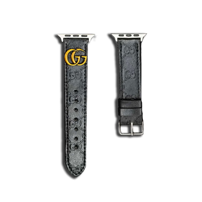 Læder GG Apple Watch Band Sort-YH24422