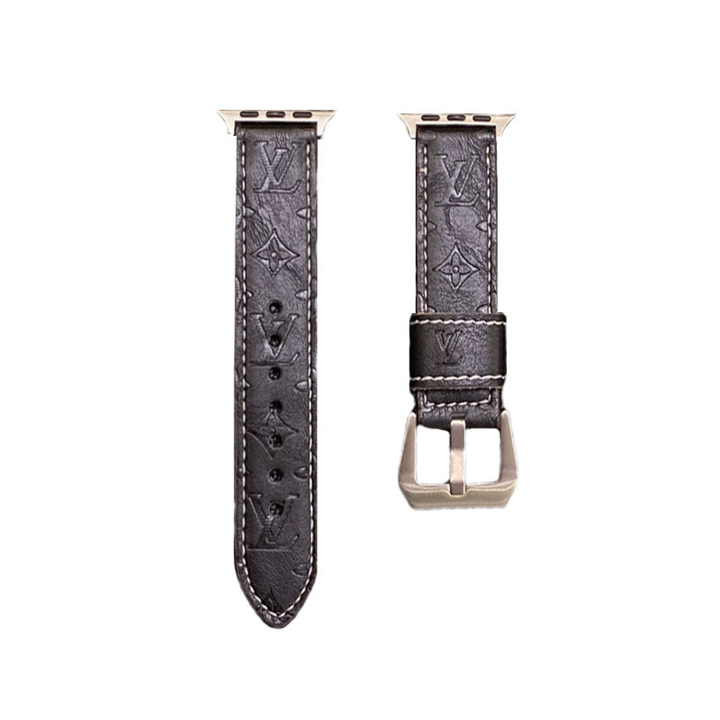 Läder Monogram Apple Watch Band Läder Brun-YH24422