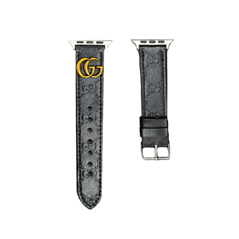 Læder GG Apple Watch Band Sort-YH24422