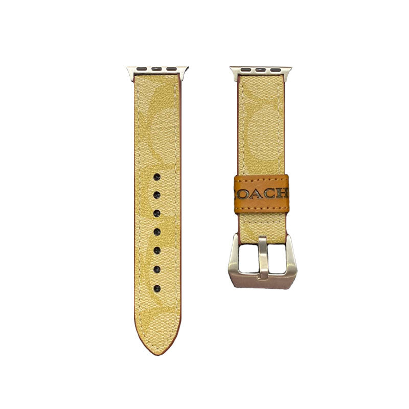 Leren Coach Apple Watch-band Donkerbruin-YHK244221710