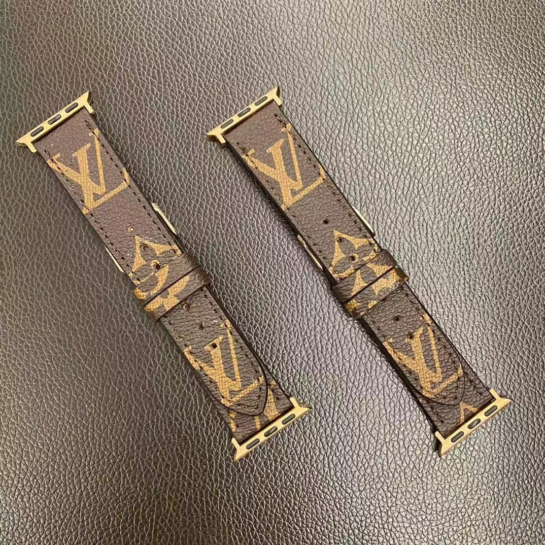 Læder Monogram Apple Watch Band Brown-ZPG240422