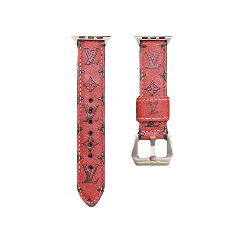 Læder Monogram Apple Watch Band Læder Rød-YH24422