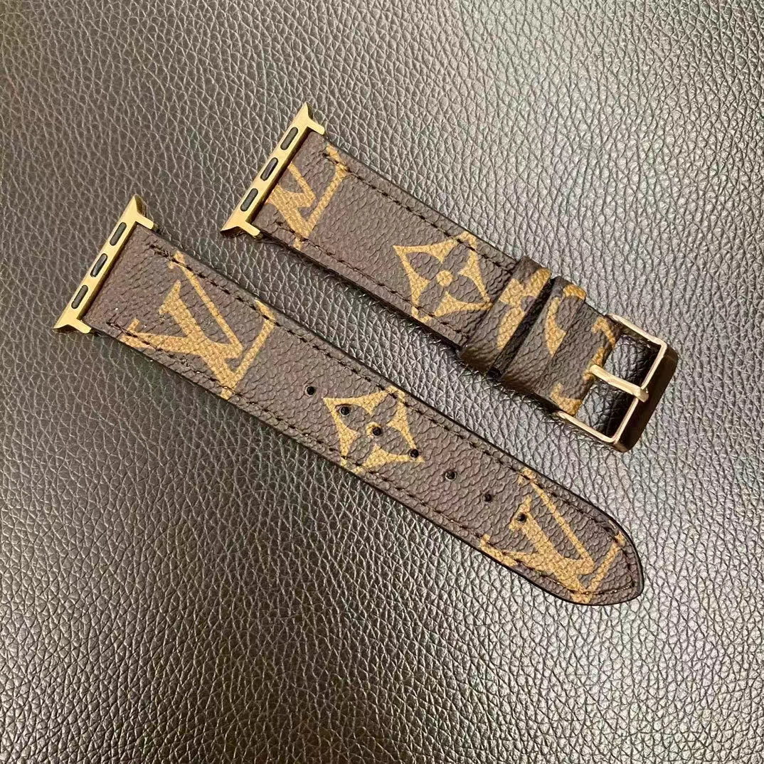 Læder Monogram Apple Watch Band Brown-ZPG240422