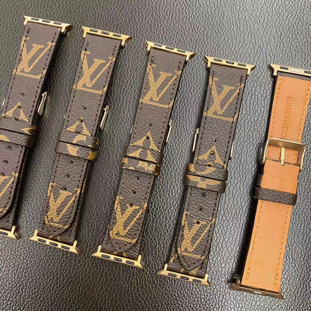 Läder Monogram Apple Watch Band Brown-ZPG240422