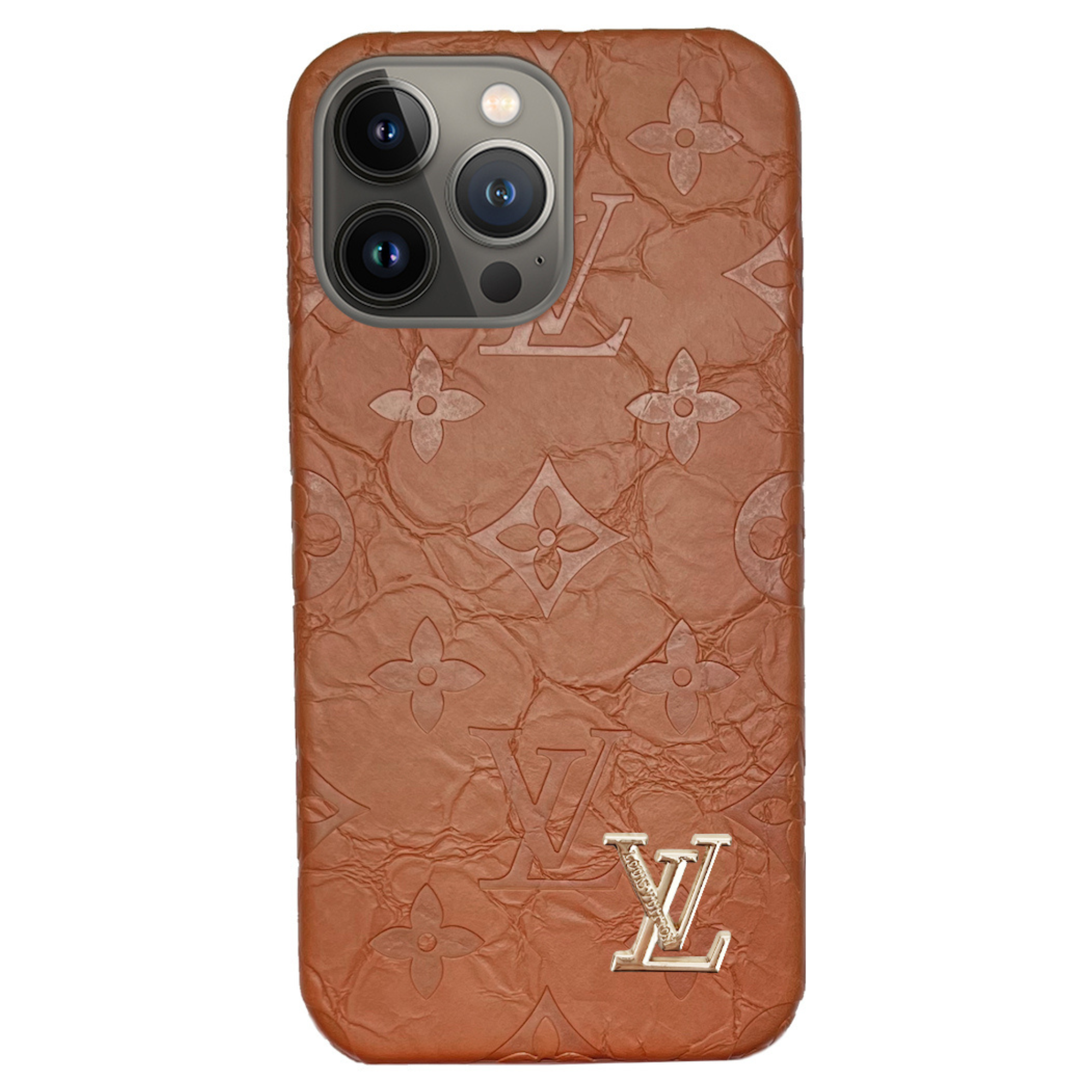 'LV' ハンマード エフェクト iPhone ケース |輝く