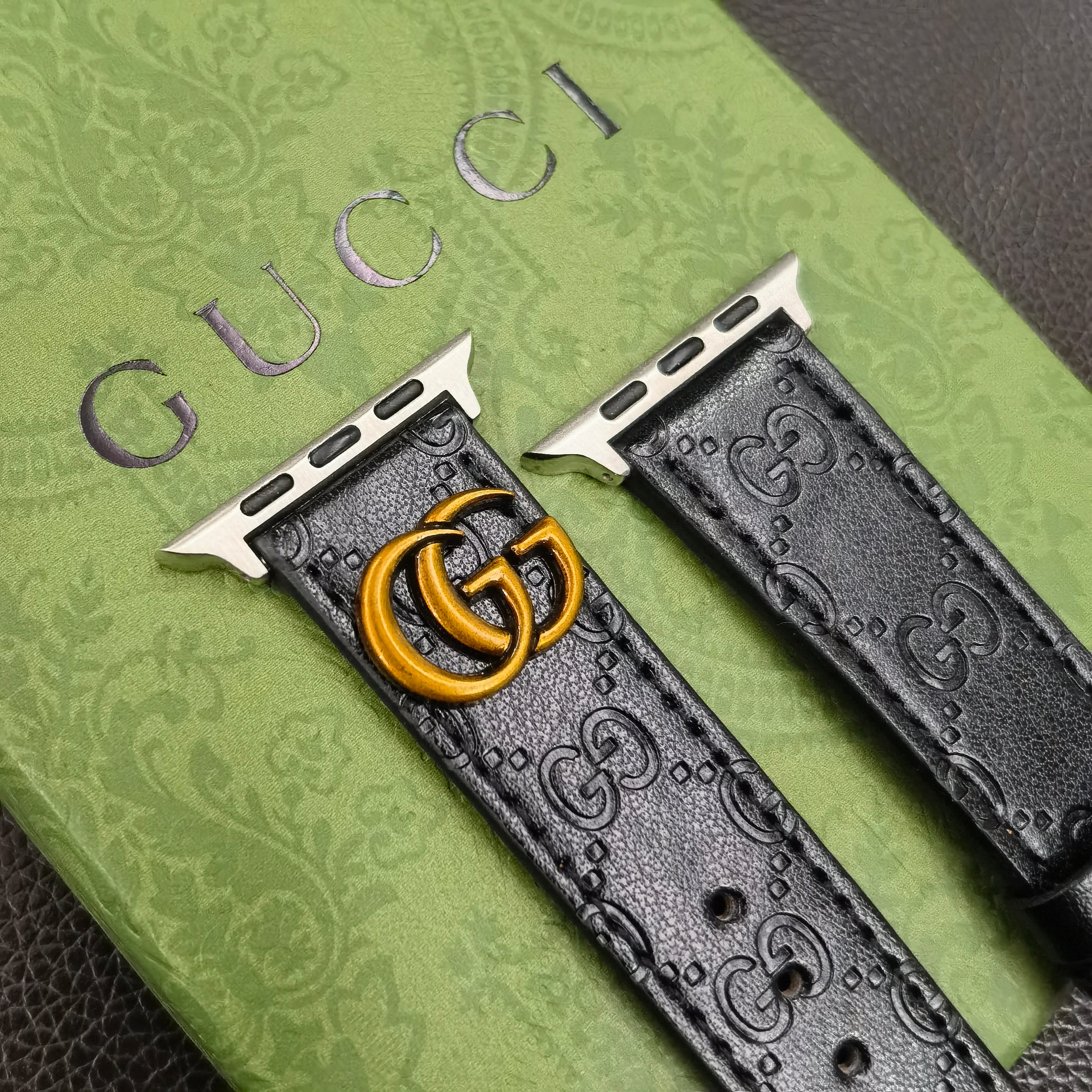 Læder GG Apple Watch Band Sort-YH24422