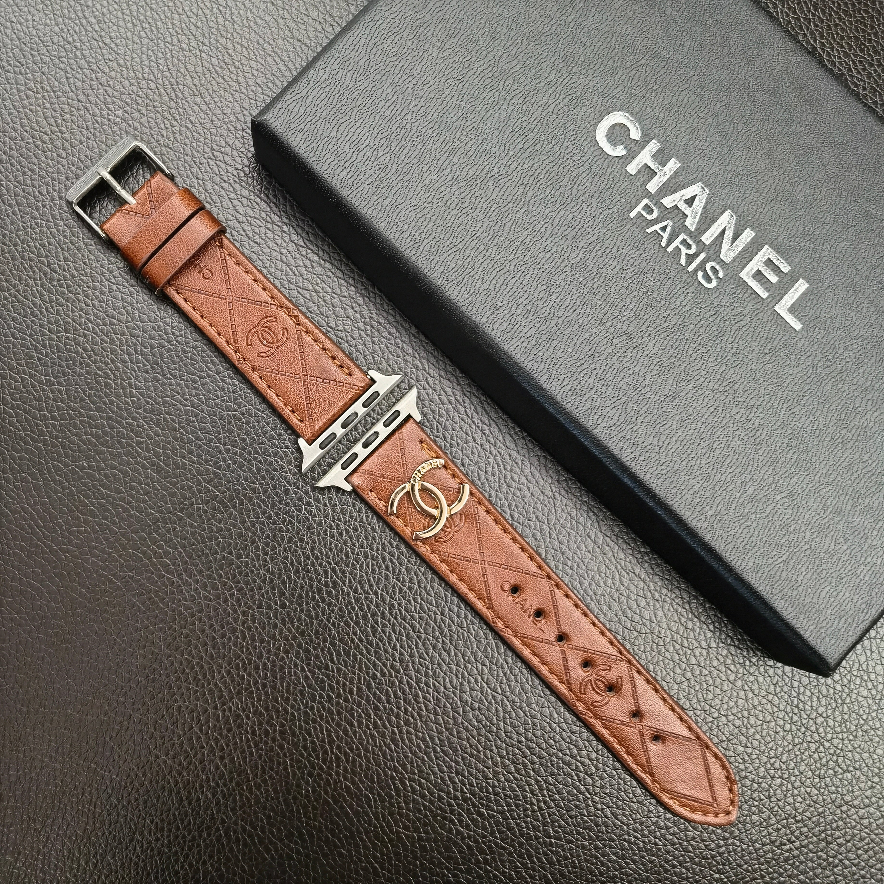 Bracelet de luxe CC Apple Watch marron-YHK2405059