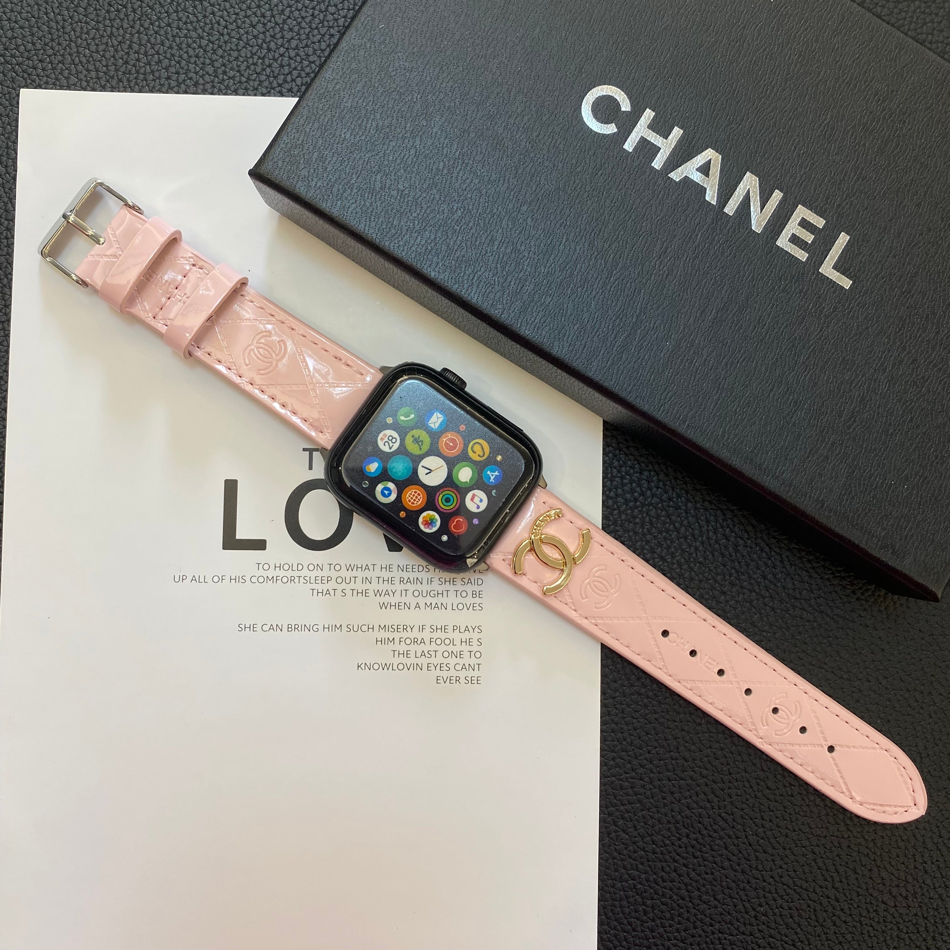 Leren CC Apple Watch-band roze-DLG240509