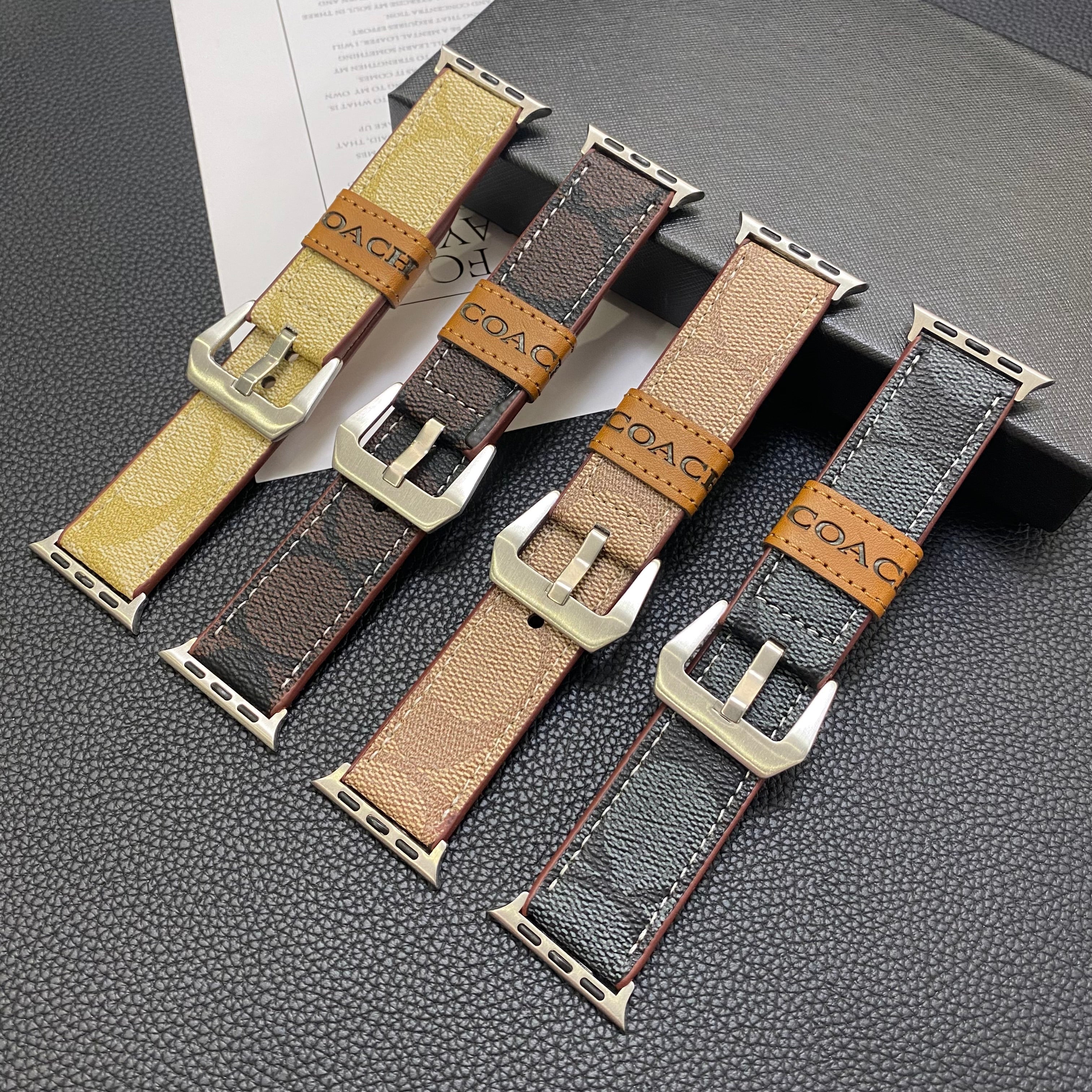 Læder Coach Apple Watch Band Mørkebrun-YHK244221710