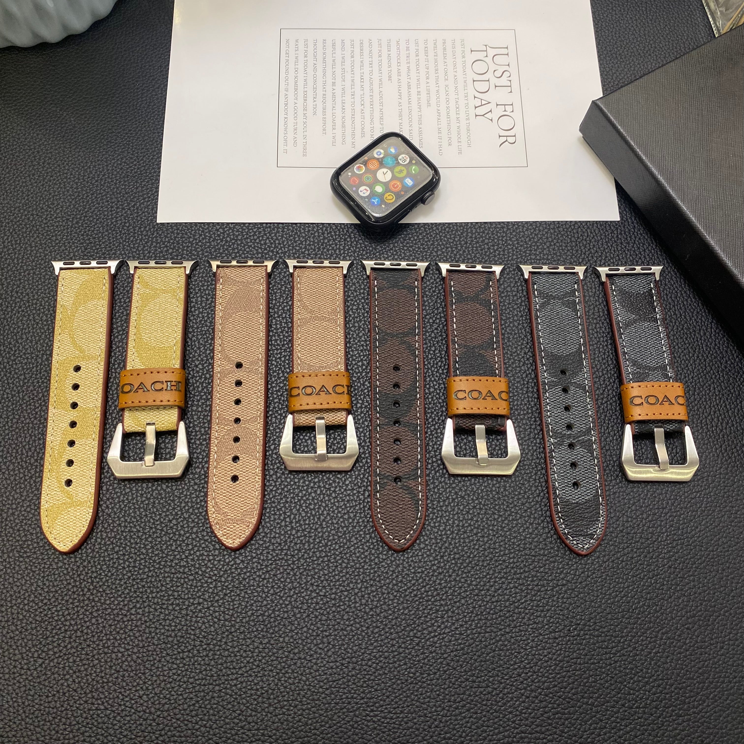 Leather Coach Apple Watch Band Mørk brun-YHK244221710