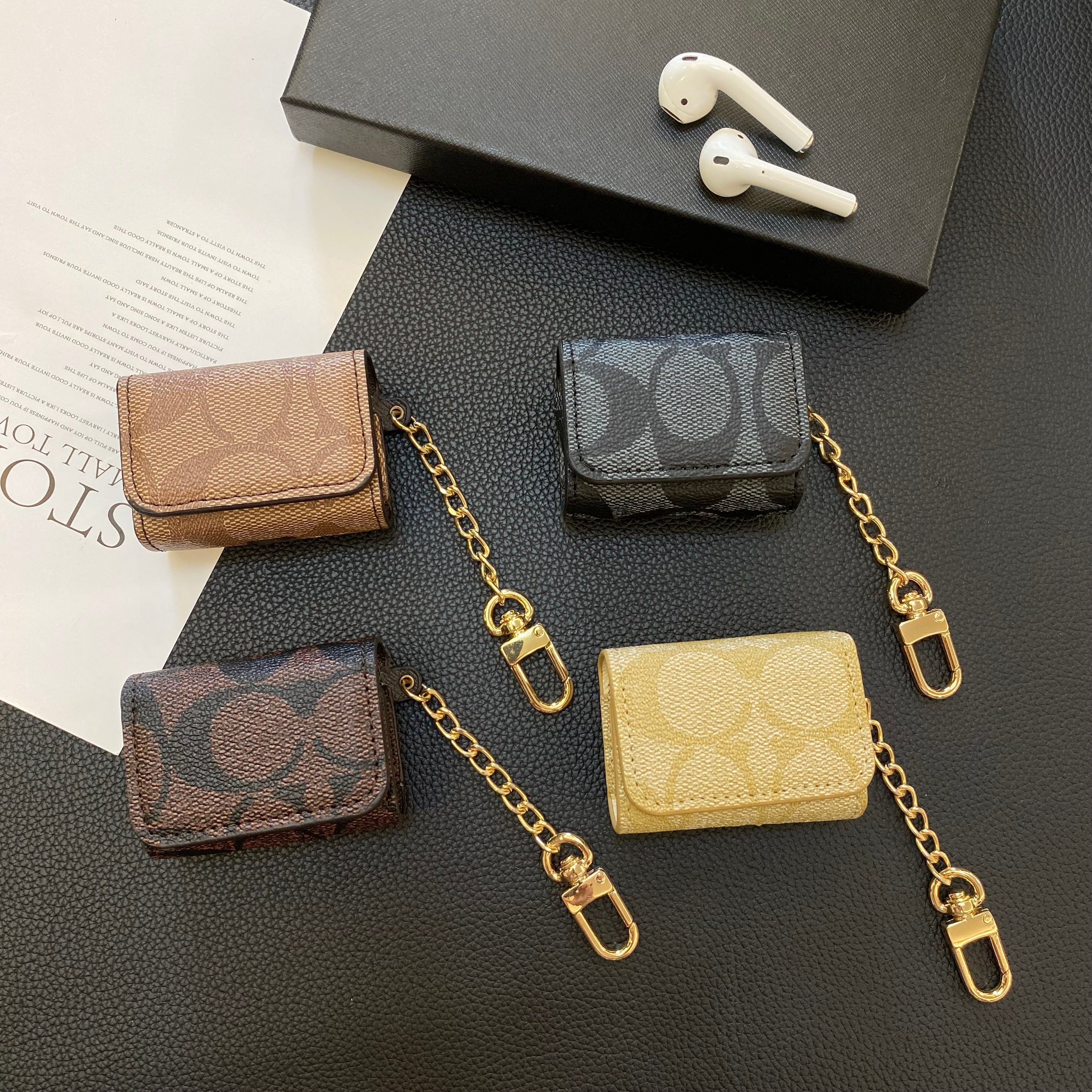 Luxe Coach AirPods-hoesjes Zwart-YH240425