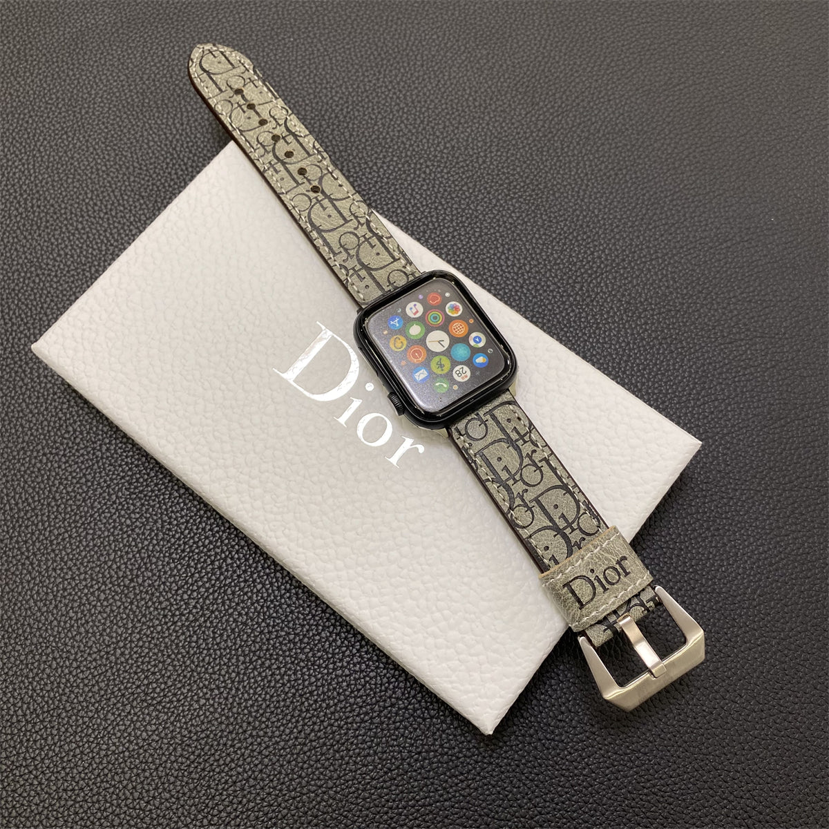 レザー CD Apple Watch バンド グレー-YHK240509