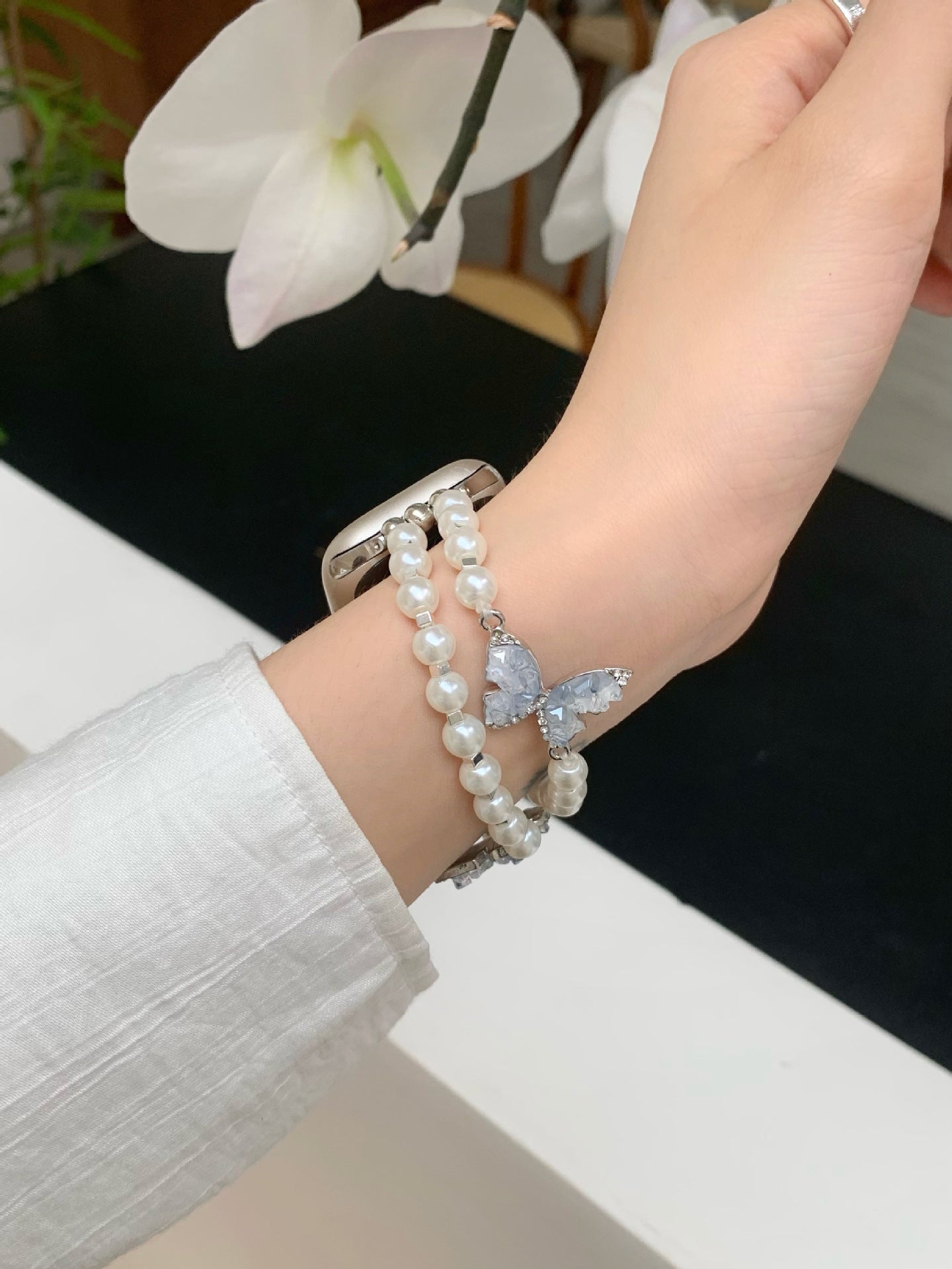 Crystal Butterfly Chain Watch Band