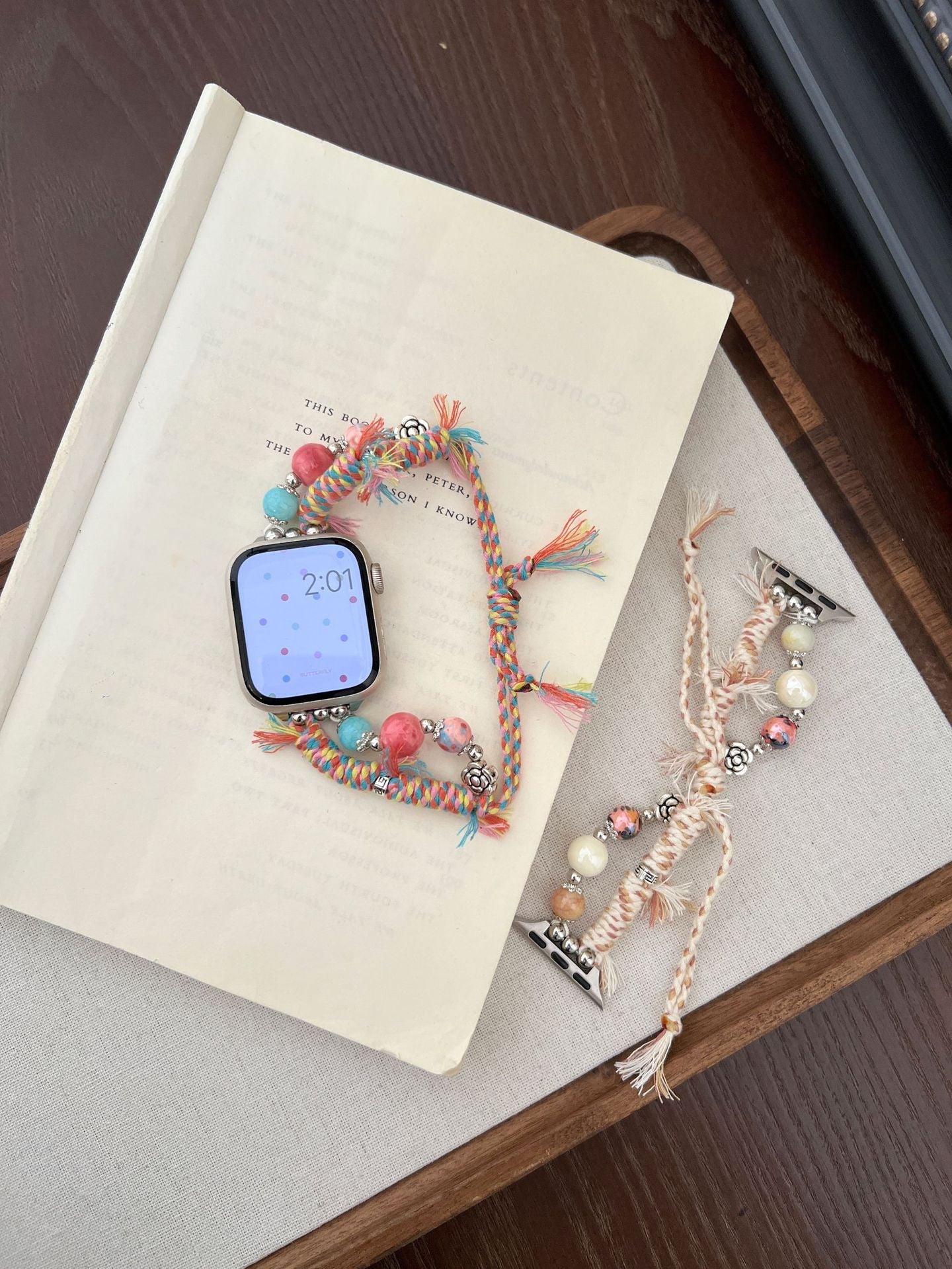 Steenkleurige touw gevlochten Apple Watch-band