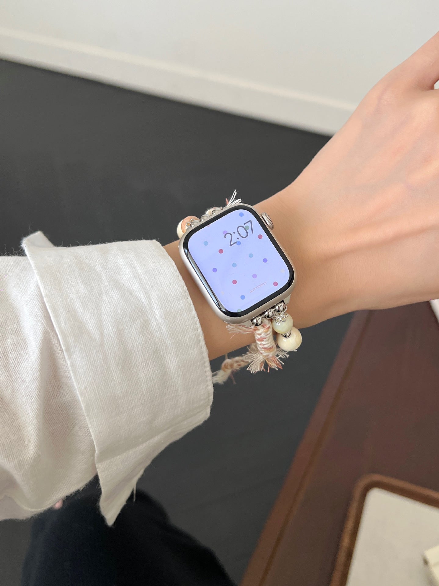 Steenkleurige touw gevlochten Apple Watch-band