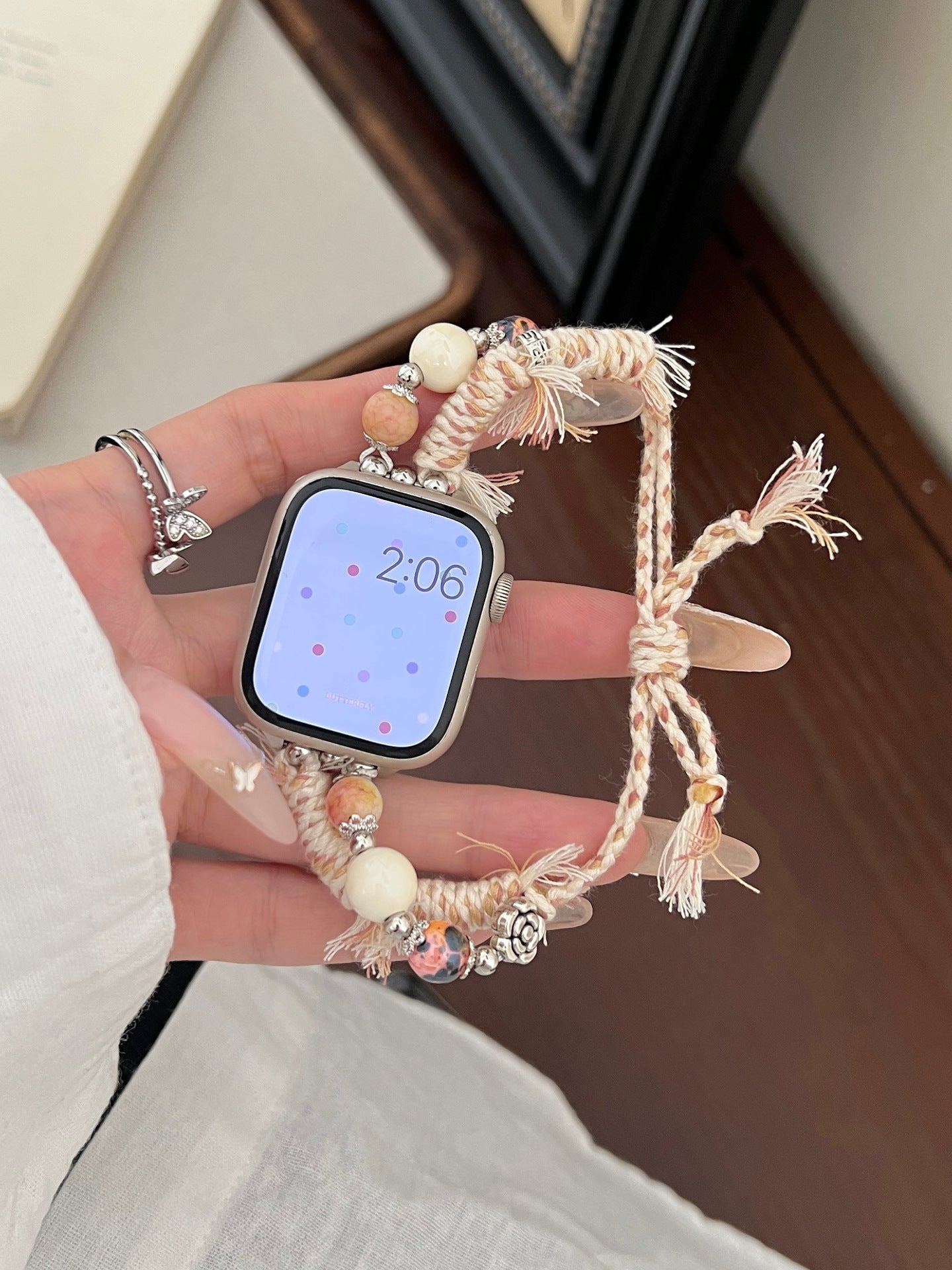 Steenkleurige touw gevlochten Apple Watch-band