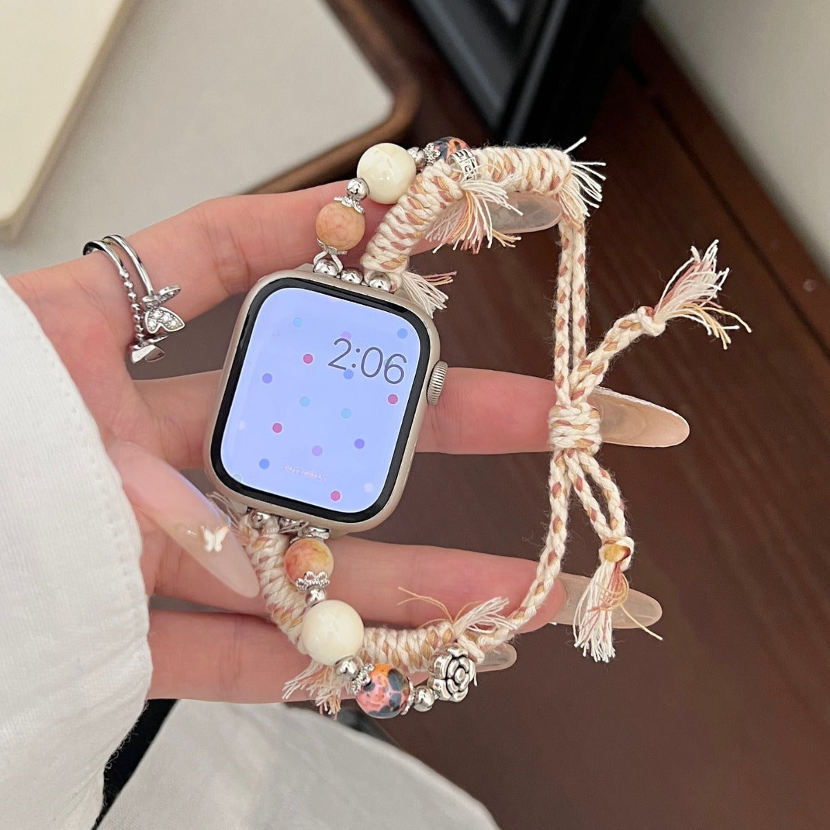 Steenkleurige touw gevlochten Apple Watch-band