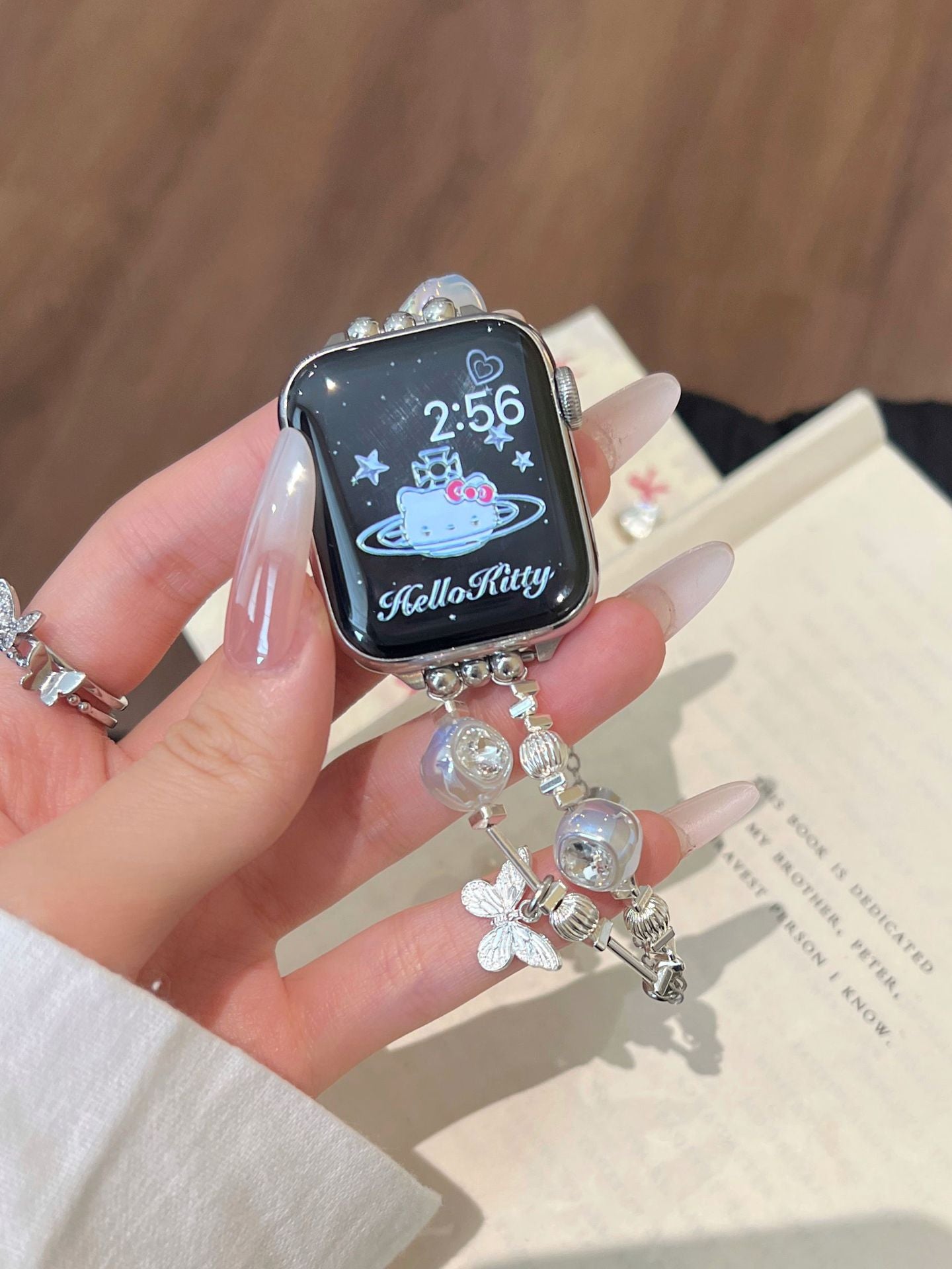 Coração Diamante Borboleta Metal Zíper Apple Watch Band