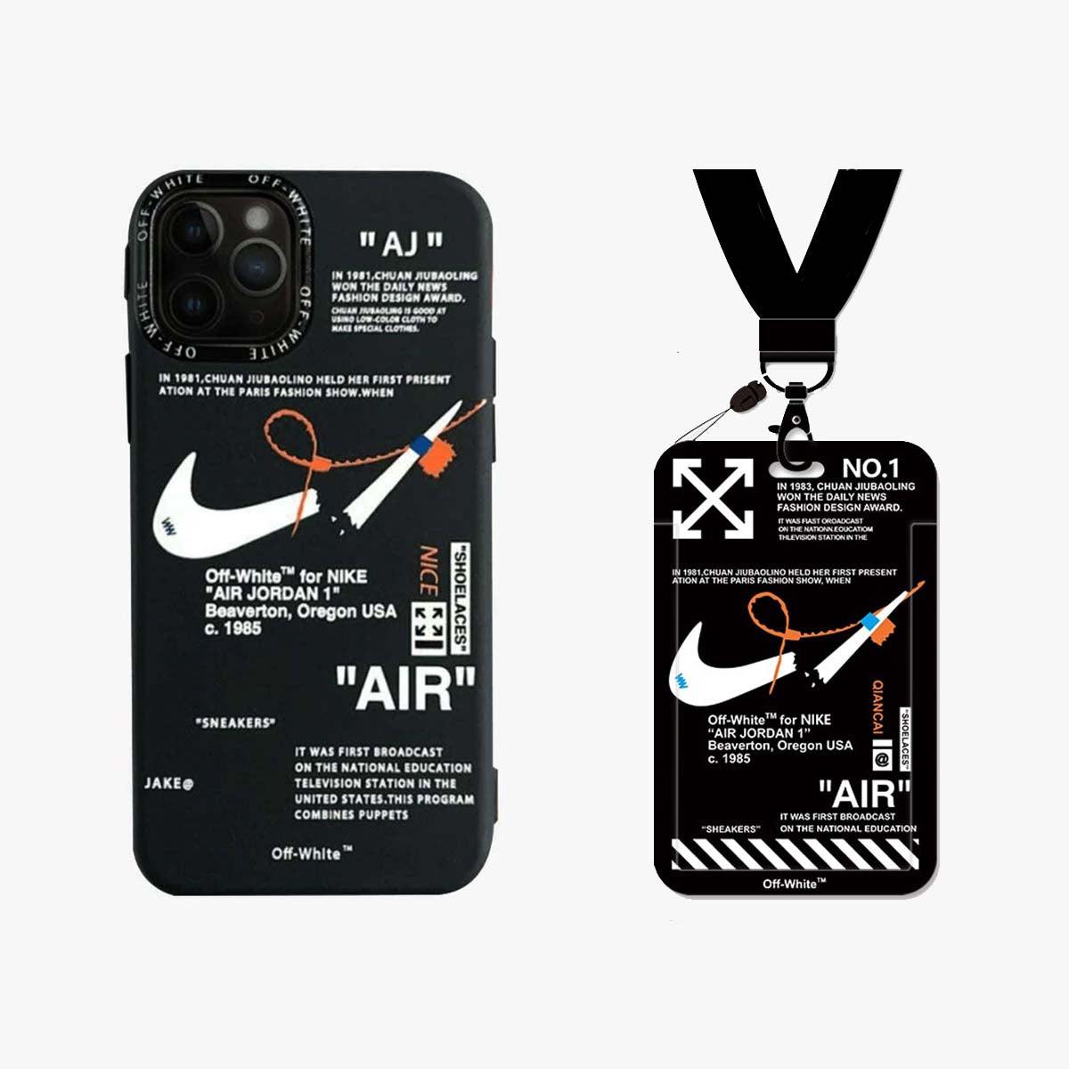 بيع | حافظة هاتف وبطاقة Nike x Off White | عبوة من قطعتين | الرياضة